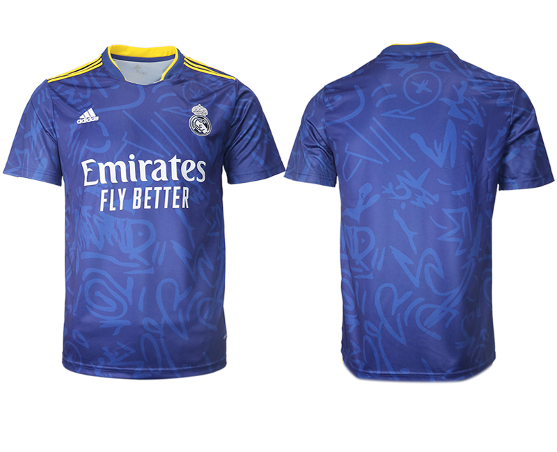 Cheap Men 2021-2022 Club Real Madrid away aaa version blue blank Soccer Jersey